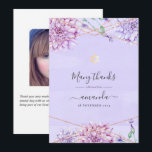 Cartão De Agradecimento Lavanda e Bat Geométrico Floral Dourado Mitzvah<br><div class="desc">Lavanda de Pastel e cartões de agradecimentos geométrica do morcego mitzvah com acentos de verde azul e etéreo.</div>