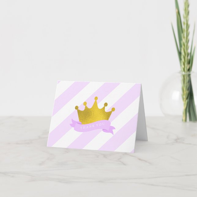 Cartão De Agradecimento Lavanda e Ouro Princesa Obrigada (Frente)