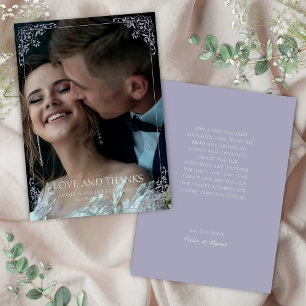 Cartão De Agradecimento Lavanda Elegante Casamento vintage Chic Roxo