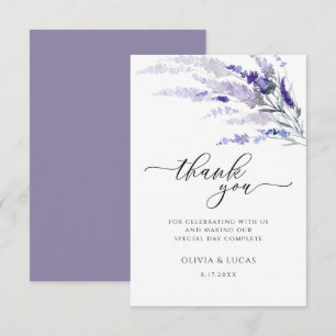 Cartão De Agradecimento Lavanda Floral Botânica Selvagem Lilac Casamento