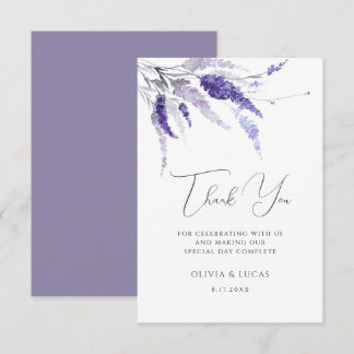 Cartão De Agradecimento Lavanda Floral Botânica Selvagens Boho Casamento
