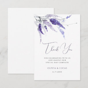 Cartão De Agradecimento Lavanda Floral Púrpura Flores Selvagens Casamento