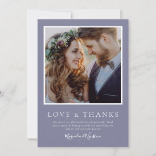 Cartão De Agradecimento Lavanda Fotografia Amar e Obrigados Casamento