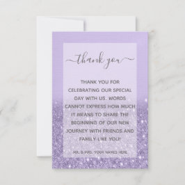 Cartão De Agradecimento Lavanda Glitter Modern Wedding