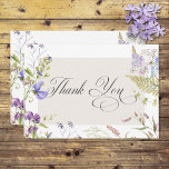 Cartão De Agradecimento Lavanda russa e sábado, flores silvestres, branco<br><div class="desc">Apresentando nosso belo cartões de agradecimentos de casamento rústico, feito para capturar a essência do seu dia especial com seu design encantador. Imaginem um pano de fundo branco limpo, definindo um tom sereno e romântico para sua celebração. O convite é enfeitado com um delicado quadro de flores naturais etéreas em...</div>