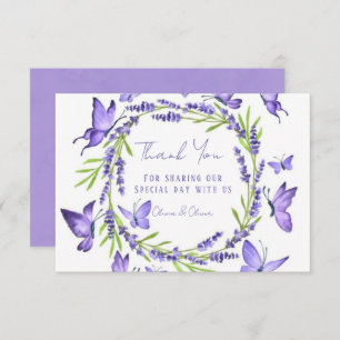 Cartão De Agradecimento Lavanda Wisteria & Butterflies Casamento Obrigado