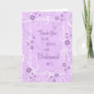 Cartão De Agradecimento Lavandas, Obrigado, Bridesmaid Card