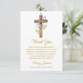 Cartão De Agradecimento Lavender Cross Sympathy Thank You Card
