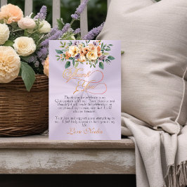 Cartão De Agradecimento Lavender - Floral & Silver Tiara Quinceanera