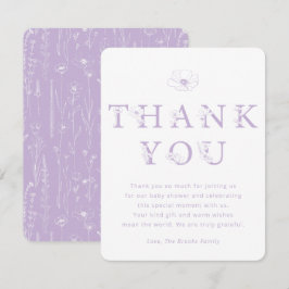 Cartão De Agradecimento Lavender Floral Thank You Card | Baby Shower