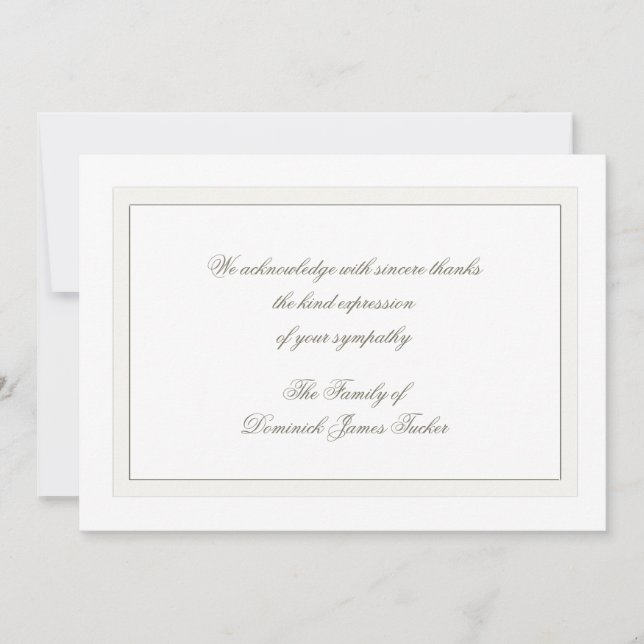 Cartão De Agradecimento Layered Bereavement White Thank You Notecard (Frente)