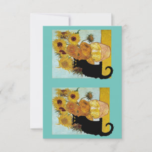 Cartão De Agradecimento Le Chat Noir e Van Gogh Sunflower,