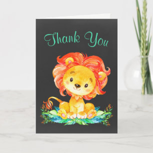 Cartão De Agradecimento Leão de Aquarela de Quadro Alcalino Obrigado