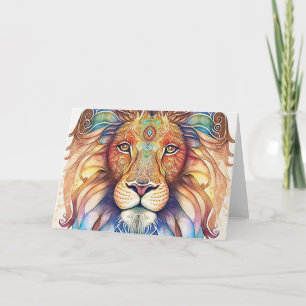 Cartão De Agradecimento Leão de Aquarela Mística