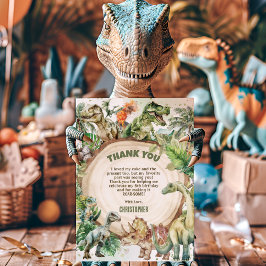 Cartão De Agradecimento Legal dinossauros Greenery Dino-mite Festa de aniv