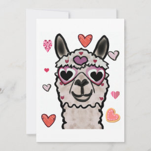 Cartão De Agradecimento Legal Llama com óculos cardíacos