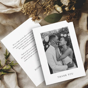Cartão De Agradecimento Lembrança de Foto de Casamento Elegante e Atempora
