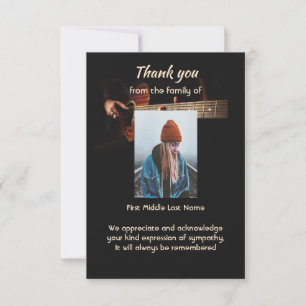 Cartão De Agradecimento Lembrança Memorial Obrigado Música  Guitarra 