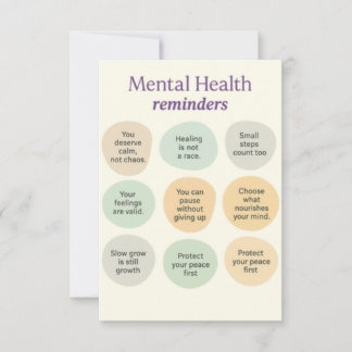 Cartão De Agradecimento Lembrete de Saúde Mental Pastel