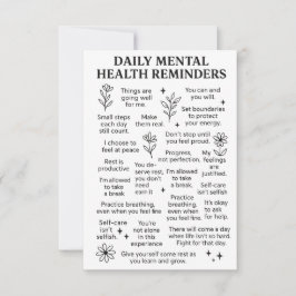 Cartão De Agradecimento Lembretes de Saúde Mental Diários
