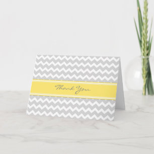 Cartão De Agradecimento Lemon Gray Chevrons Baby Shower Thank You Card