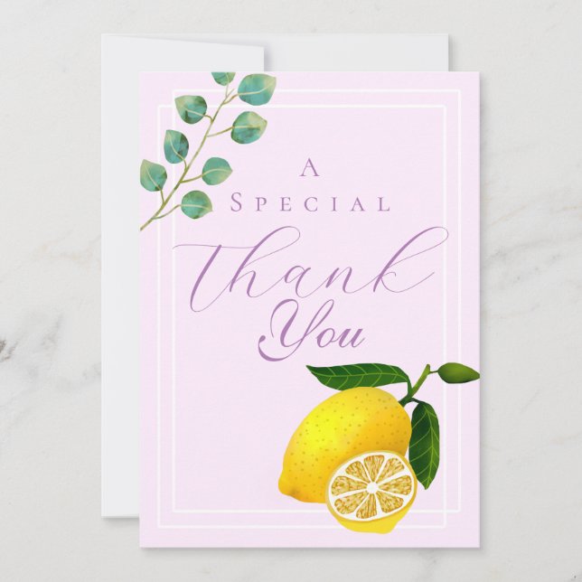 Cartão De Agradecimento Lemon Pink Obrigado (Frente)