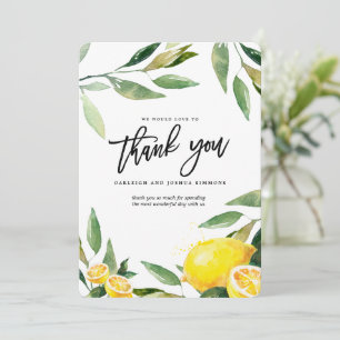 Cartão De Agradecimento Lemon Wedding Watercolor