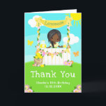 Cartão De Agradecimento Lemonade Stand Birthday Dark Skin Girl<br><div class="desc">Este cartões de agradecimentos bonito e caprichoso apresenta uma cabeleira preta com pele escura num suporte de limonada amarela que é decorado com flores e beliche. Ao fundo está um céu azul, sol e borboletas. O texto combina fontes decorativas e sans serif para um aspecto na moda e moderno. Isto...</div>