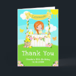 Cartão De Agradecimento Lemonade Stand Birthday Red Hair Girl<br><div class="desc">Este cartões de agradecimentos giro e caprichoso apresenta uma cabeleira vermelha com pele justa num suporte amarelo de limonada que é decorado com flores e beliche. Ao fundo está um céu azul, sol e borboletas. O texto combina fontes decorativas e sans serif para um aspecto na moda e moderno. Isto...</div>