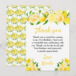 Cartão De Agradecimento Lemons and Foliage Birthday