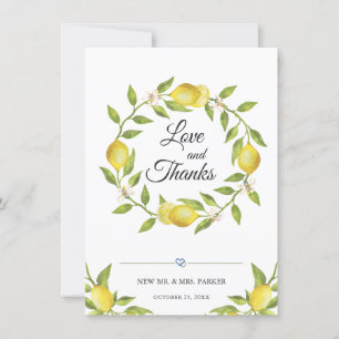 Cartão De Agradecimento Lemons Blossom Verde Floral Obrigado