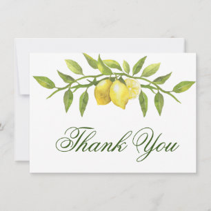 Cartão De Agradecimento Lemons Elegantes Greenery Watercolor