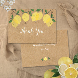 Cartão De Agradecimento Lemons Greenery Rustic Floral Kraft Boho