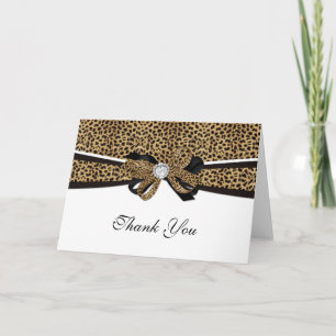 Cartão De Agradecimento Leopardo Impressão Diamante Rhinestone Casamento A