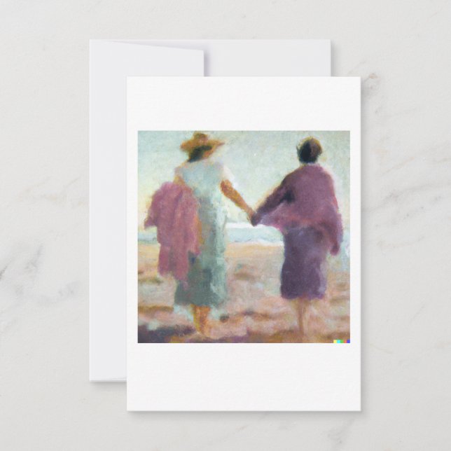Cartão De Agradecimento Lesbian Anniversary Card Two Women On The Beach (Frente)