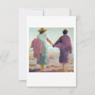 Cartão De Agradecimento Lesbian Anniversary Card Two Women On The Beach