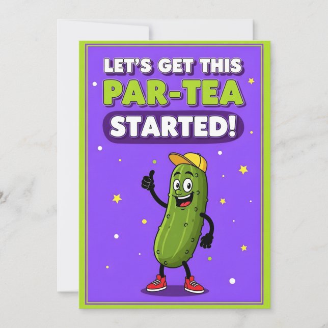 Cartão De Agradecimento Let’s Get This Par-Tea funny pickle pun gift (Frente)