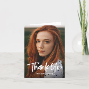 Cartão De Agradecimento Letra Moderna Simples 3 Graduação De Fotos Dobrada