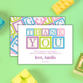 Cartão De Agradecimento Letras em Bloco de Pastel Doce