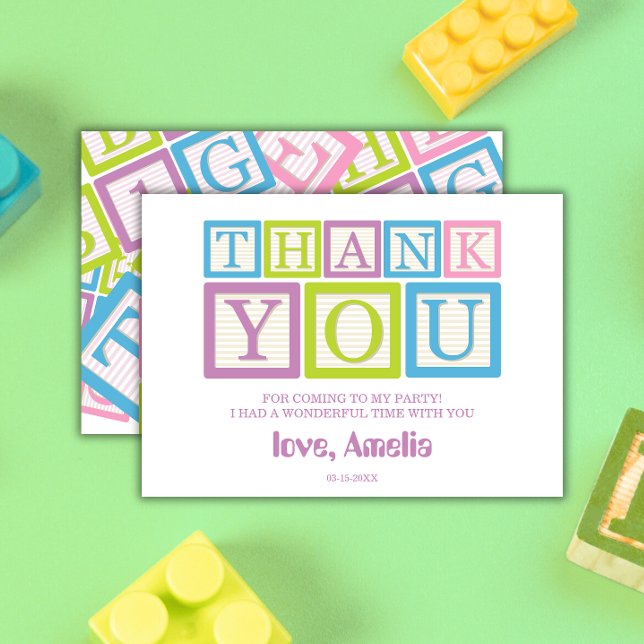 Cartão De Agradecimento Letras em Bloco de Pastel Doce (Criador carregado)