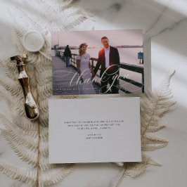 Cartão De Agradecimento letreiro de caligrafia elegante foto de casamento