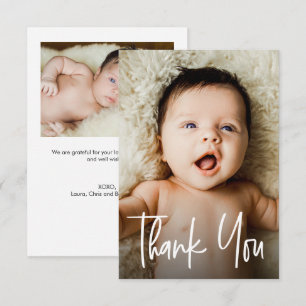 Cartão De Agradecimento Letreiro Personalizado 2 Fotos Chá de Bebê pequeno
