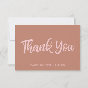 Cartão De Agradecimento Letreiro Personalizado de Script Tendência Rosa e 
