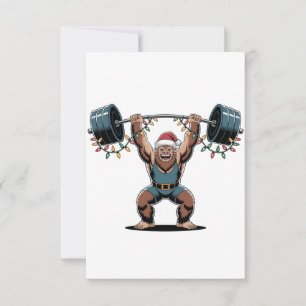 Cartão De Agradecimento Levantador de Peso de Neve Natal 2026 Fitness de F