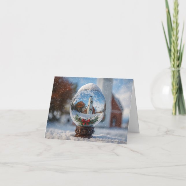 Cartão De Agradecimento Lighthouse Snowglobe Christmas Holiday Card (Frente)