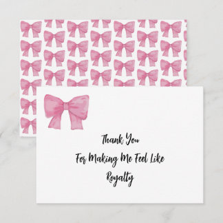 Cartão De Agradecimento  Like Royalty | Pink Bow Card