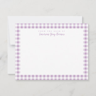 Cartão De Agradecimento Lilac Gingham Check Personal Stationery Card
