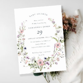 Cartão De Agradecimento Lilac Lilac Wildflower Wreath Chá de fraldas Invit