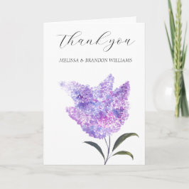 Cartão De Agradecimento Lilac Purple Floral Elegant Wedding Thank you