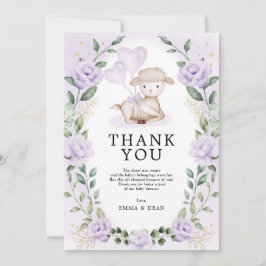 Cartão De Agradecimento Lilac Roxo Floral Pequeno Chá de Bovinos